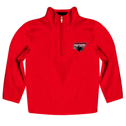 Clark Atlanta University Panthers Vive La Fete Game Day Solid Red Quarter Zip Pullover Sleeves