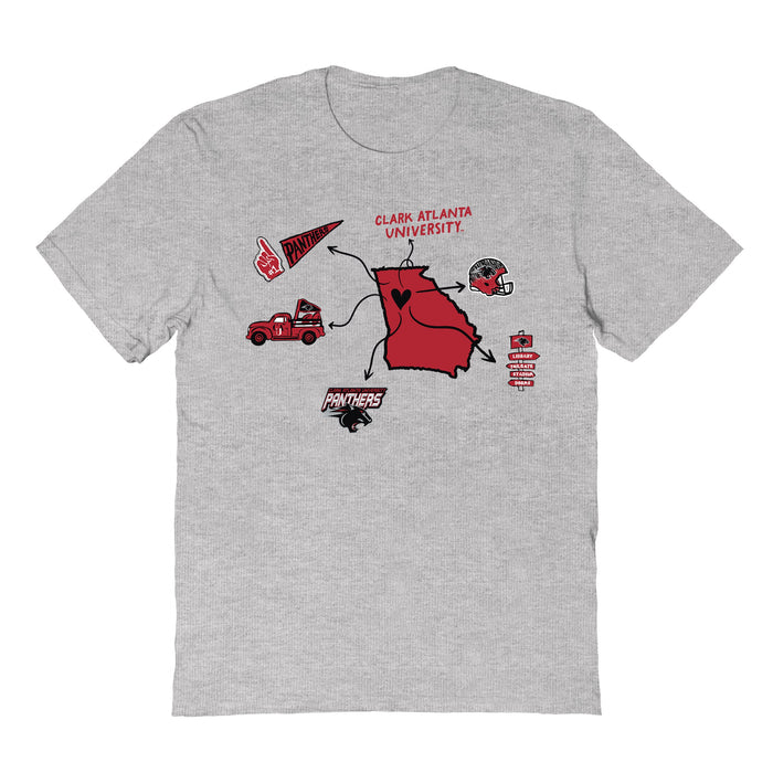 Clark Atlanta Panthers Hand Sketched Vive La Fete Impressions Icones Kids Grey T-shirt