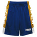 California Baptist Lancers CBU Vive La Fete Game Day Blue Stripes Boys Solid Gold Athletic Mesh Short
