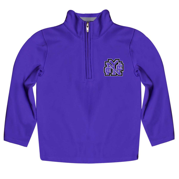 City College of New York Beavers Vive La Fete Game Day Solid Purple Quarter Zip Pullover Sleeves