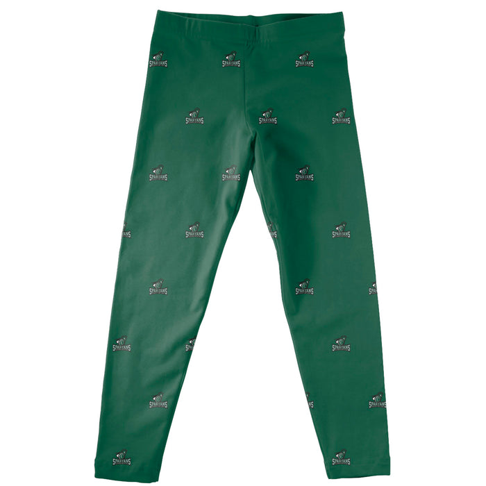 Castleton University Spartans Vive La Fete Girls Game Day All Over Logo Elastic Waist Classic Play Green Leggings Tights