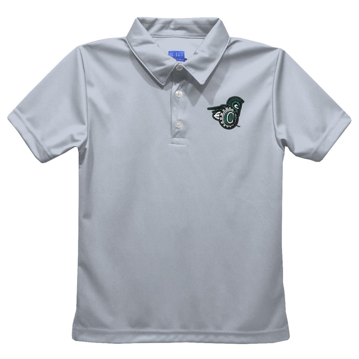 Castleton University Spartans Embroidered Gray Short Sleeve Polo Box Shirt