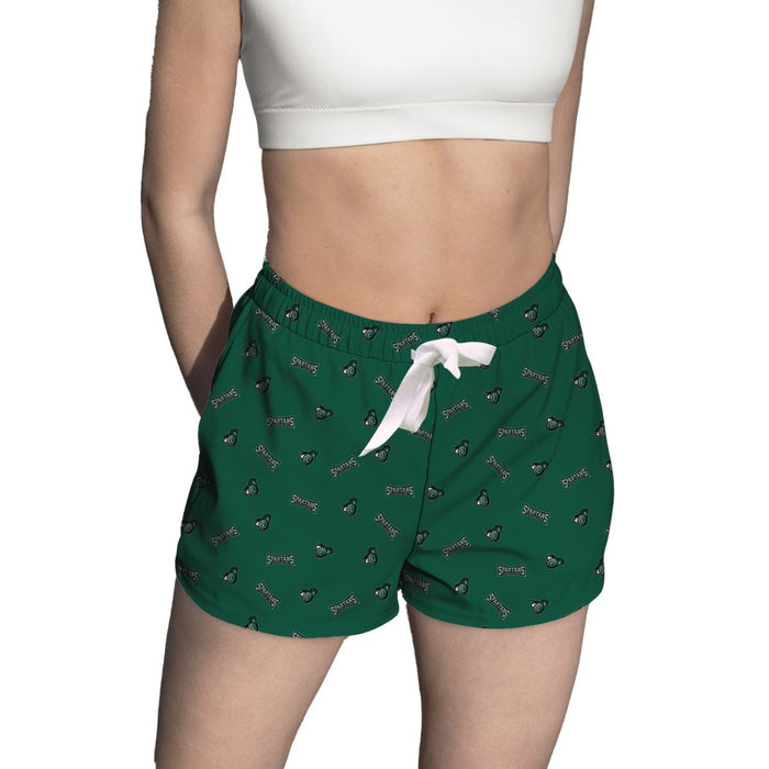 Castleton Spartans Vive La Fete Game Day All Over Logo Women Green Lounge Shorts