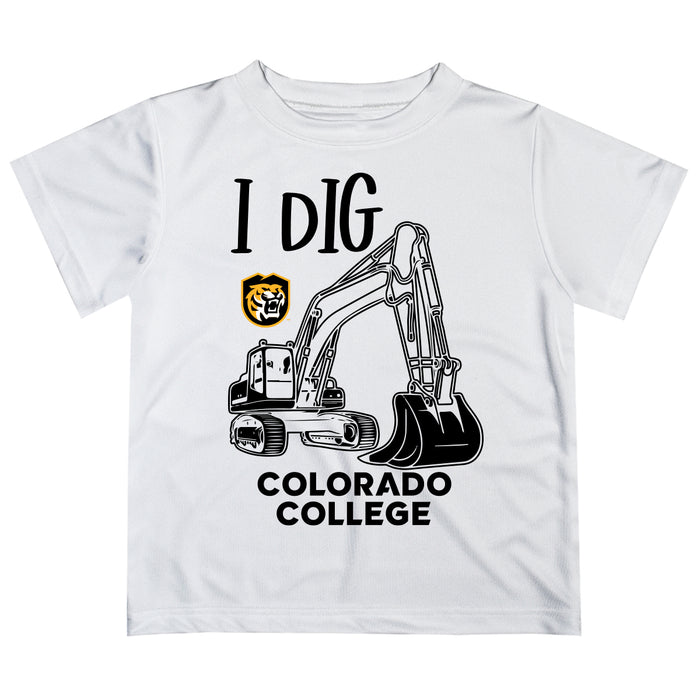 Colorado College Tigers Vive La Fete Excavator Boys Game Day White Short Sleeve Tee