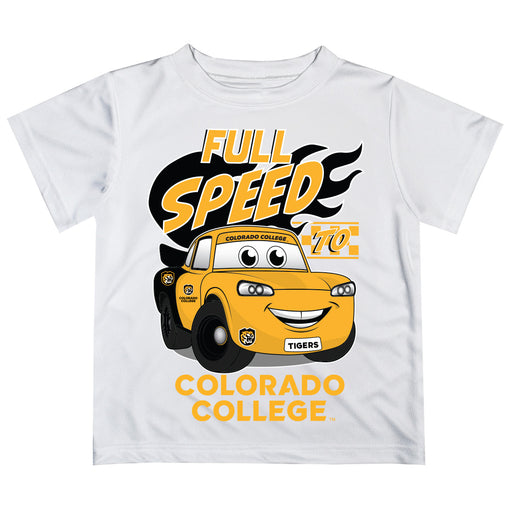 Colorado College Tigers Vive La Fete Toy Racing Car Boys Game Day White Short Sleeve Tee