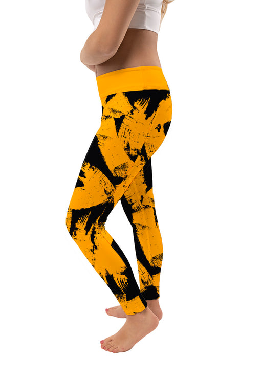 Colorado College Tigers Vive La Fete Paint Brush Logo on Waist Women Gold Yoga Leggings - Vive La Fête - Online Apparel Store
