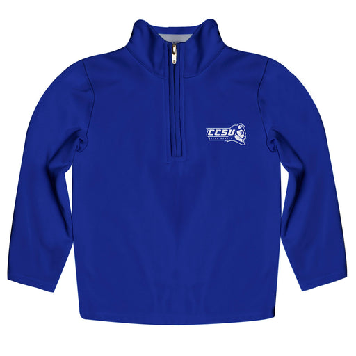 Central Connecticut State Blue Devils CCSU Vive La Fete Game Day Solid Blue Quarter Zip Pullover Sleeves