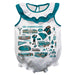 Coastal Carolina Chanticleers CCU  White Hand Sketched Vive La Fete Impressions Artwork Sleeveless Ruffle Onesie Bodysui