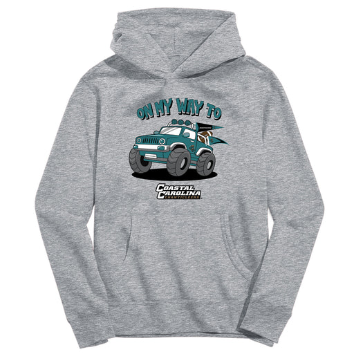 Coastal Carolina Chanticleers CCU On My Way Monster Truck Heather Grey Cotton Youth Hoodie
