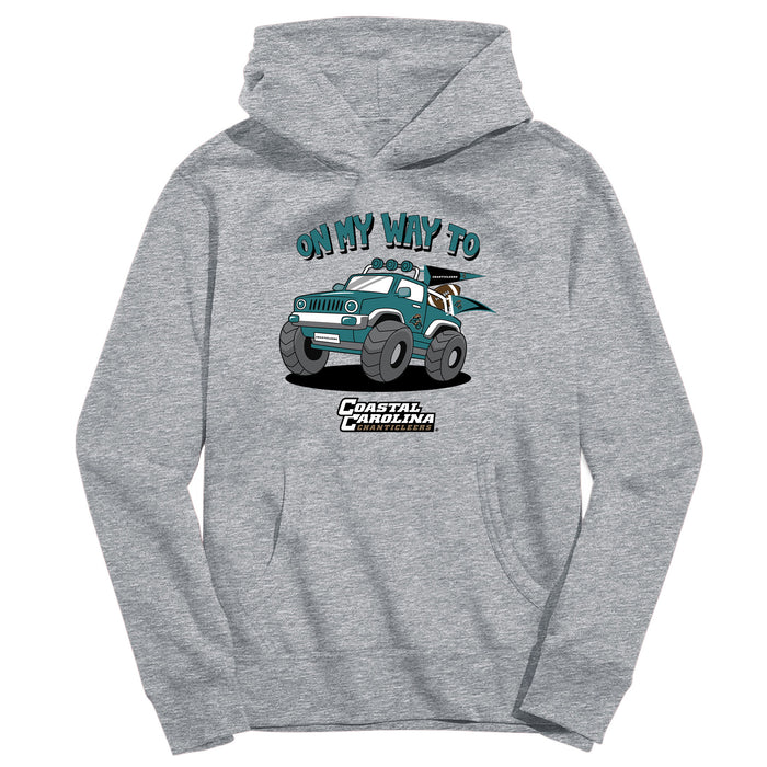 Coastal Carolina Chanticleers CCU On My Way Monster Truck Heather Grey Cotton Youth Hoodie