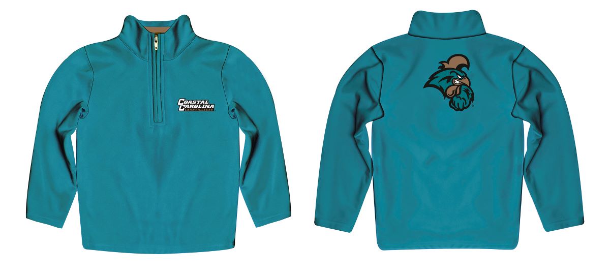 Coastal Carolina Chanticleers CCU Vive La Fete Game Day Solid Teal Quarter Zip Pullover Sleeves - Vive La Fête - Online Apparel Store