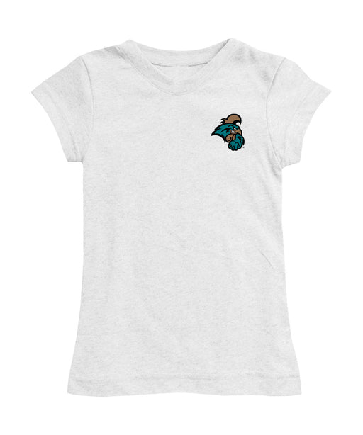 Coastal Carolina Chanticleers CCU Hand Sketched Vive La Fete Impressions Artwork White Girls Cotton Short Sleeve Tee