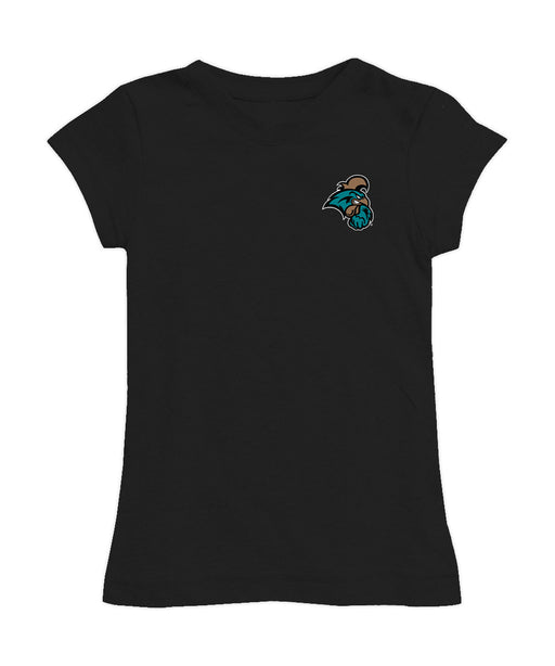 Coastal Carolina Chanticleers CCU Hand Sketched Vive La Fete Impressions Artwork Black Girls Cotton Short Sleeve Tee