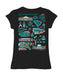 Coastal Carolina Chanticleers CCU Hand Sketched Vive La Fete Impressions Artwork Black Girls Cotton Short Sleeve Tee - Vive La Fête - Online Apparel Store