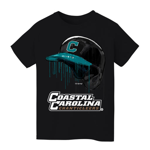 Coastal Carolina Chanticleers CCU Original Dripping Baseball Helmet Black T-Shirt Cotton by Vive La Fete