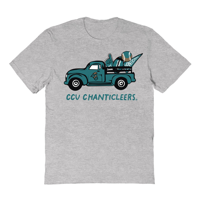 Coastal Carolina Chanticleers Hand Sketched Vive La Fete Impressions Truck Kids Grey Cotton T-shirt