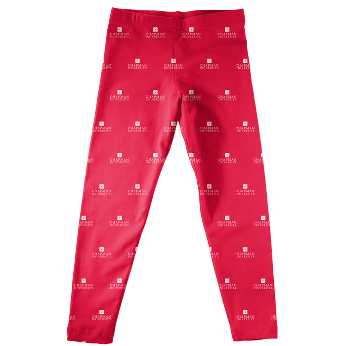 Chapman University Panthers Vive La Fete Girls Game Day All Over Logo Elastic Waist Classic Play Red Leggings Tights
