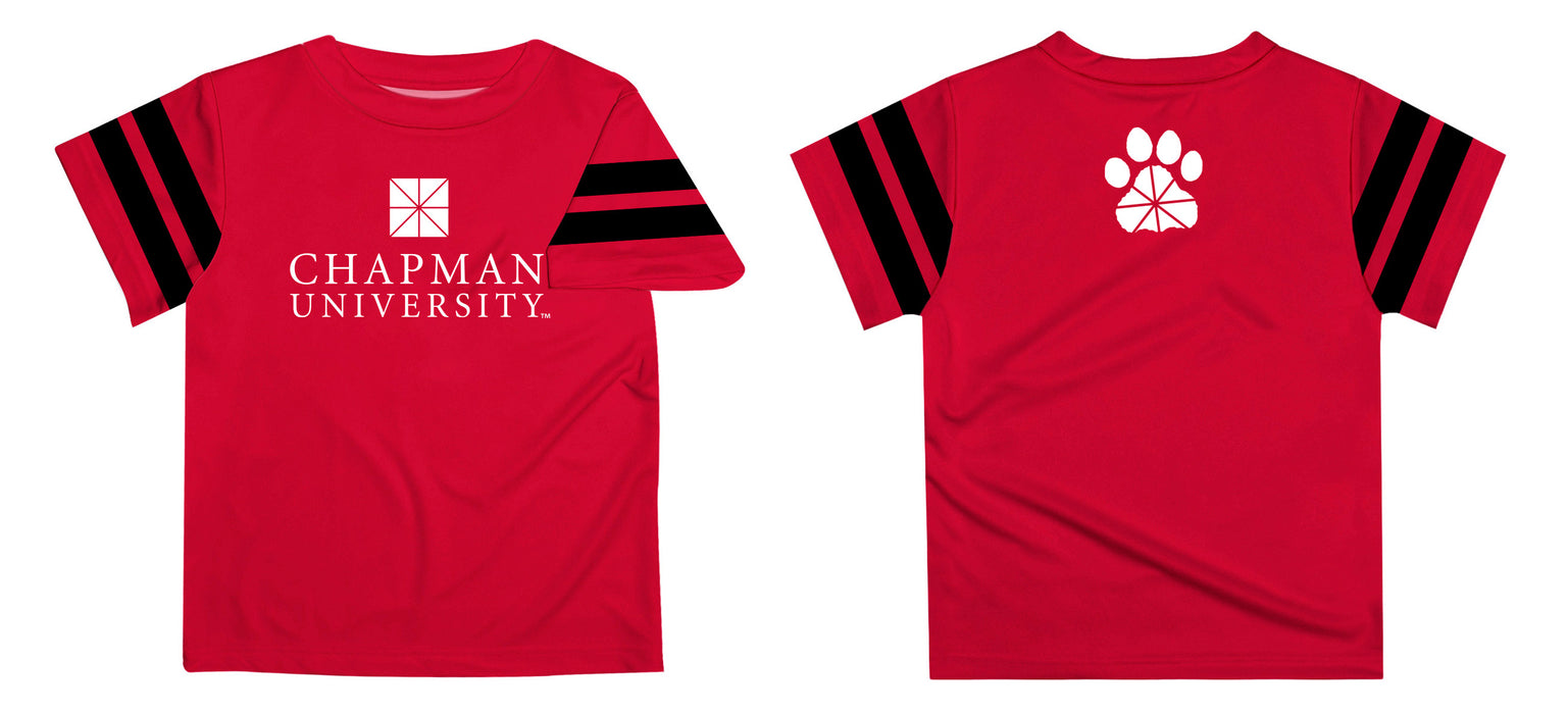 Chapman Panthers Vive La Fete Boys Game Day Red Short Sleeve Tee with Stripes on Sleeves - Vive La Fête - Online Apparel Store