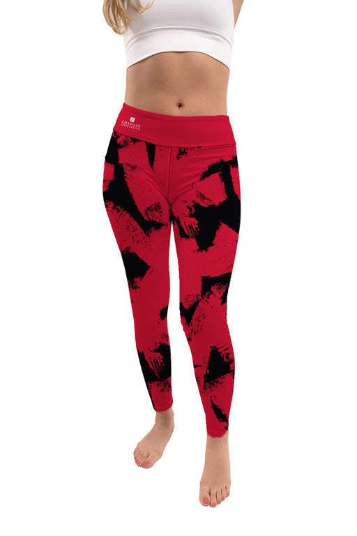 Chapman University Panthers Vive La Fete Paint Brush Logo on Waist Women Red Yoga Leggings