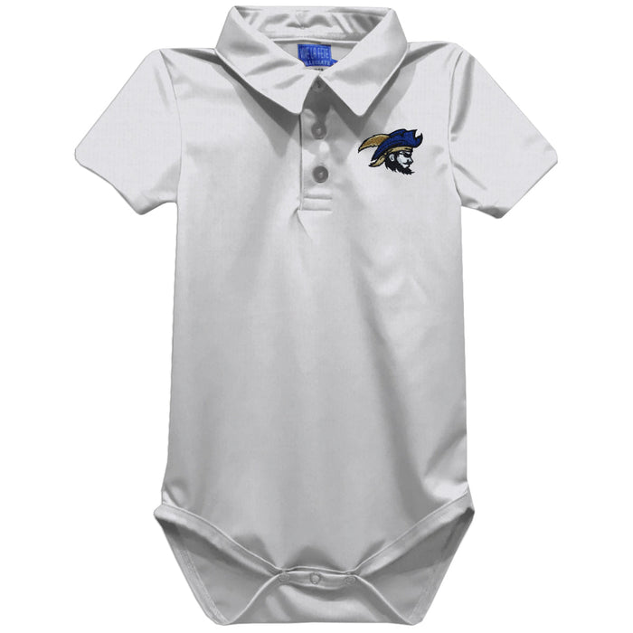 Charleston Southern Buccaneers Embroidered White Solid Knit Polo Bodysuit