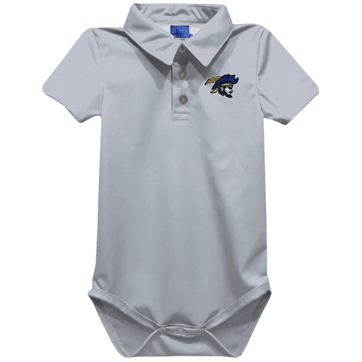 Charleston Southern Buccaneers CSU Embroidered Gray Solid Knit Polo Bodysuit