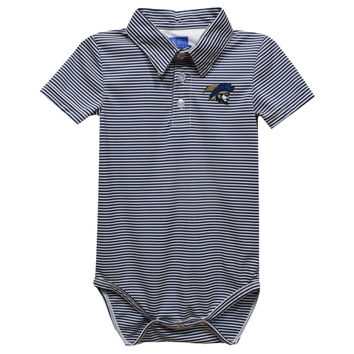 Charleston Southern University Embroidered Navy Stripe Knit Polo Bodysuit