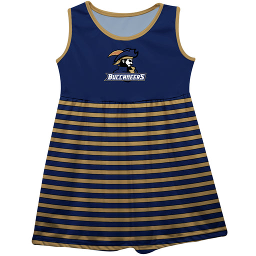 Charleston Southern Buccaneers CSU Vive La Fete Girls Game Day Sleeveless Tank Dress Solid Blue Logo Stripes on Skirt