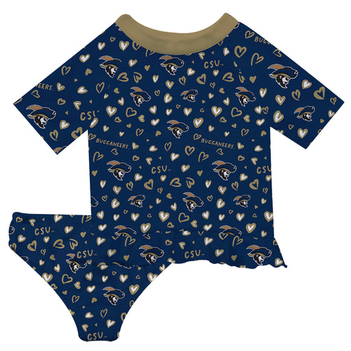 Charleston Southern Buccaneers CSU Vive La Fete All Over Logo Blue Long Sleeve Bikini Set