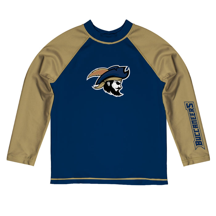 Charleston Southern Buccaneers Vive La Fete Logo Blue Gold Long Sleeve Raglan Rashguard