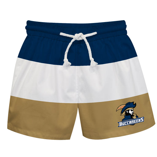 Charleston Southern Buccaneers Vive La Fete Blue White Gold Stripes Swimtrunks V1