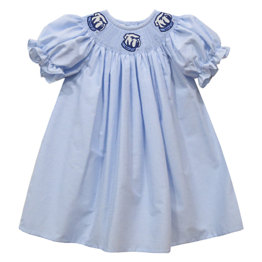 The Citadel Bulldogs Smocked Light Blue Gingham Short Sleeve Bishop - Vive La Fête - Online Apparel Store