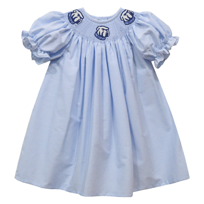 The Citadel Bulldogs Smocked Light Blue Gingham Short Sleeve Bishop - Vive La Fête - Online Apparel Store