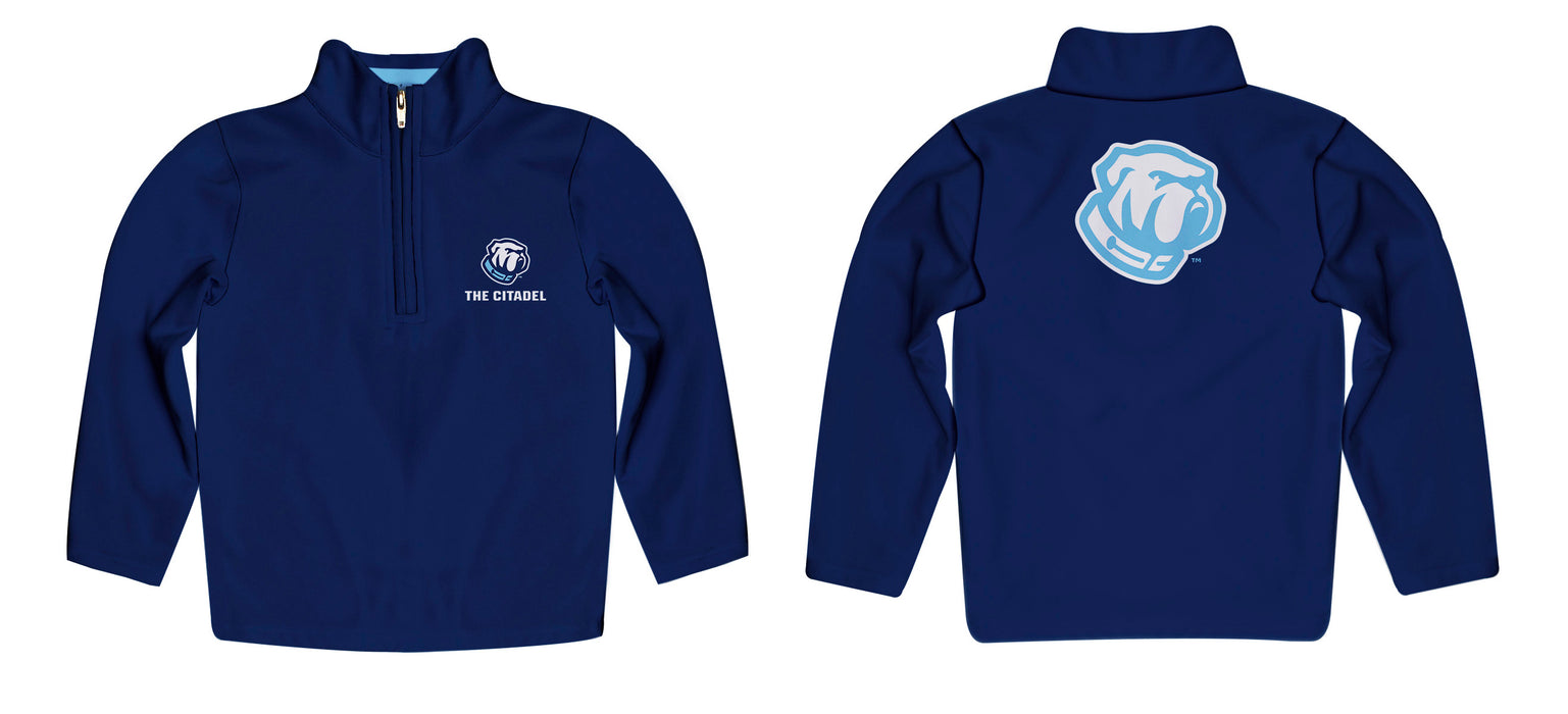 The Citadel Bulldogs Vive La Fete Game Day Solid Blue Quarter Zip Pullover Sleeves - Vive La Fête - Online Apparel Store