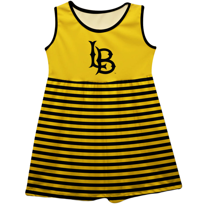 Cal State Long Beach 49ers Vive La Fete Girls Game Day Sleeveless Tank Dress Solid Gold Logo Stripes on Skirt - Vive La Fête - Online Apparel Store