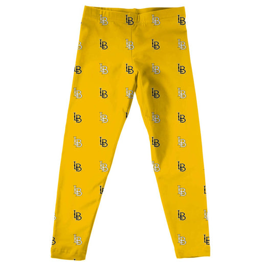 Cal State Long Beach 49ers Vive La Fete Girl Game Day All Over Two Logos Elastic Waist Classic Play Gold Legging Tights - Vive La Fête - Online Apparel Store