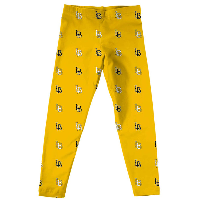 Cal State Long Beach 49ers Vive La Fete Girl Game Day All Over Two Logos Elastic Waist Classic Play Gold Legging Tights - Vive La Fête - Online Apparel Store