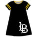 Cal State Long Beach 49ers Vive La Fete Girls Game Day Short Sleeve Gold A-Line Dress with large Logo