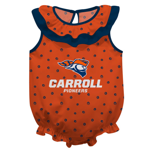 Carroll Pioneers Swirls Orange Sleeveless Ruffle Onesie Logo Bodysuit