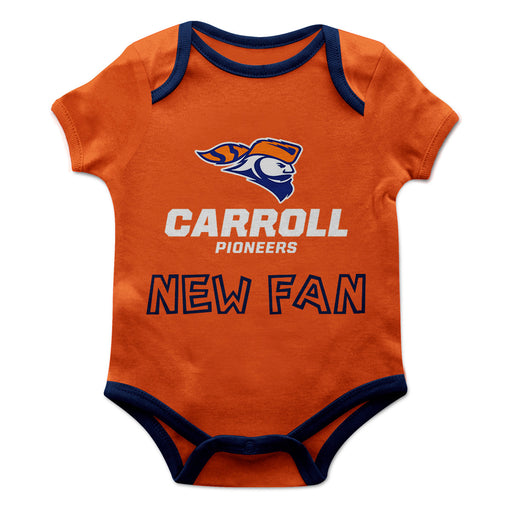 Carroll Pioneers Vive La Fete Infant Game Day Orange Short Sleeve Onesie New Fan Logo and Mascot Bodysuit