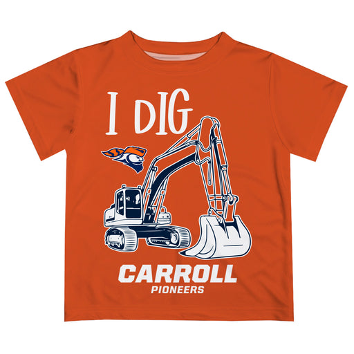 Carroll Pioneers Vive La Fete Excavator Boys Game Day Orange Short Sleeve Tee