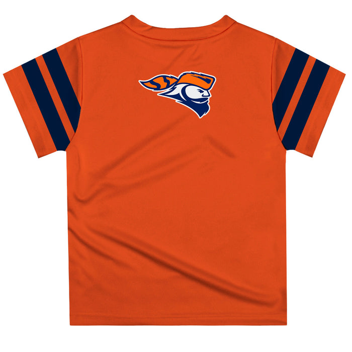 Carroll Pioneers Vive La Fete Boys Game Day Orange Short Sleeve Tee with Stripes on Sleeves - Vive La Fête - Online Apparel Store