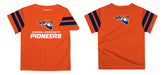 Carroll Pioneers Vive La Fete Boys Game Day Orange Short Sleeve Tee with Stripes on Sleeves - Vive La Fête - Online Apparel Store
