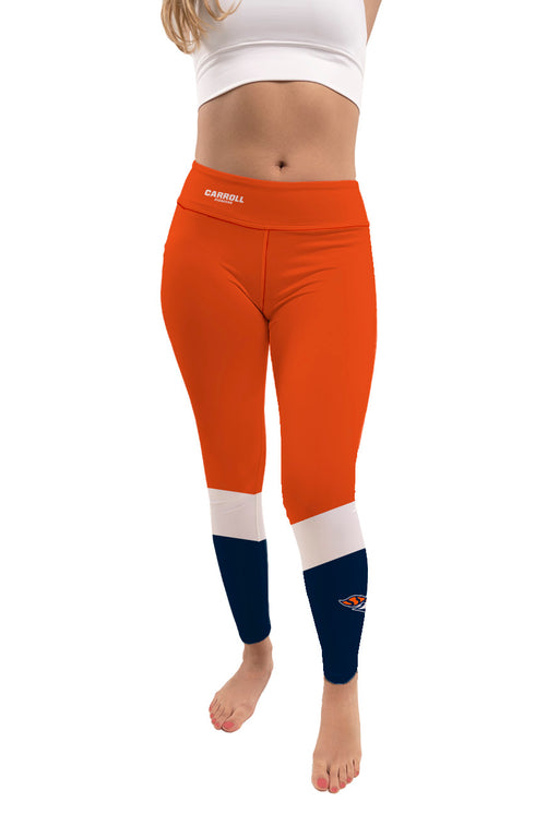 Carroll Pioneers Vive La Fete Game Day Collegiate Ankle Color Block Women Orange Blue Yoga Leggings