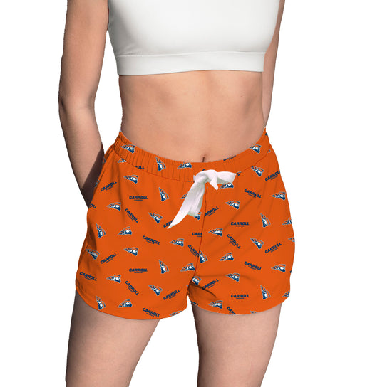 Carroll Pioneers Vive La Fete Game Day All Over Logo Womens Lounge Shorts