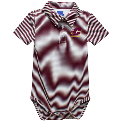 Central Michigan Chippewas Embroidered Maroon Stripes Short Stripe Knit Polo Onesie