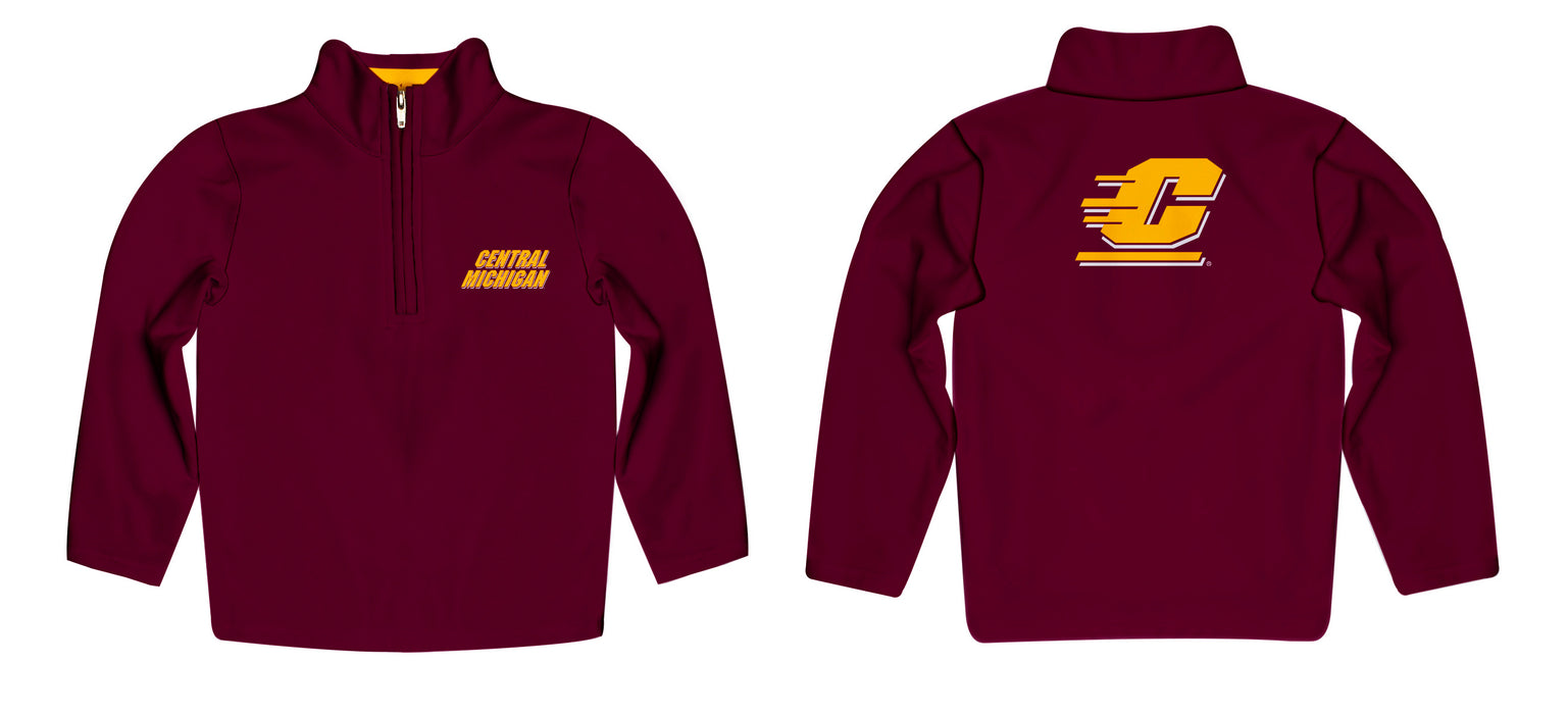 Central Michigan Chippewas Vive La Fete Game Day Solid Maroon Quarter Zip Pullover Sleeves - Vive La Fête - Online Apparel Store