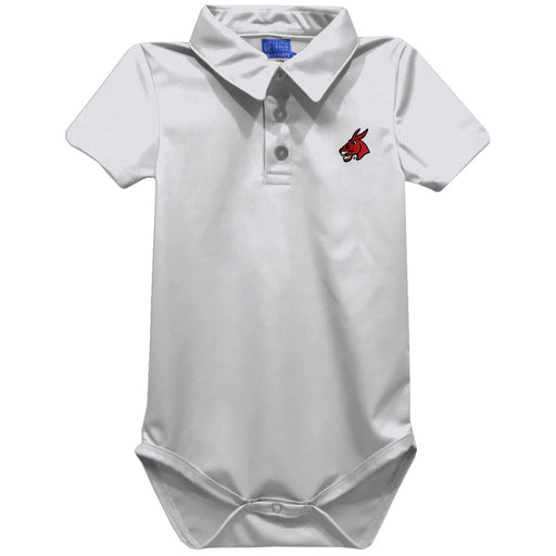 Central Missouri Mules Embroidered White Solid Knit Boys Polo Bodysuit