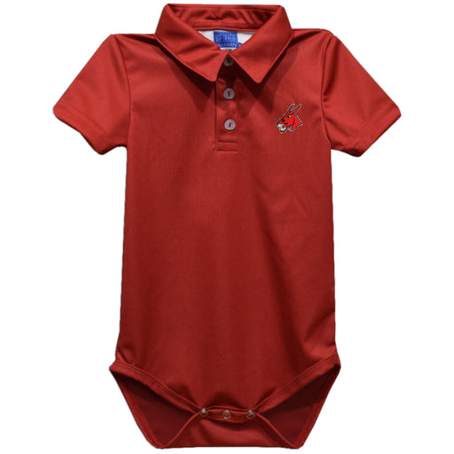 Central Missouri Mules Embroidered Red Solid Knit Boys Polo Bodysuit