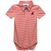 Central Missouri Mules Embroidered Cardinal Red Stripe Knit Boys Polo Bodysuit