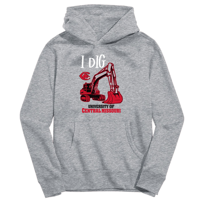 Central Missouri Mules Vive La Fete Excavator Grey Cotton Hoodie